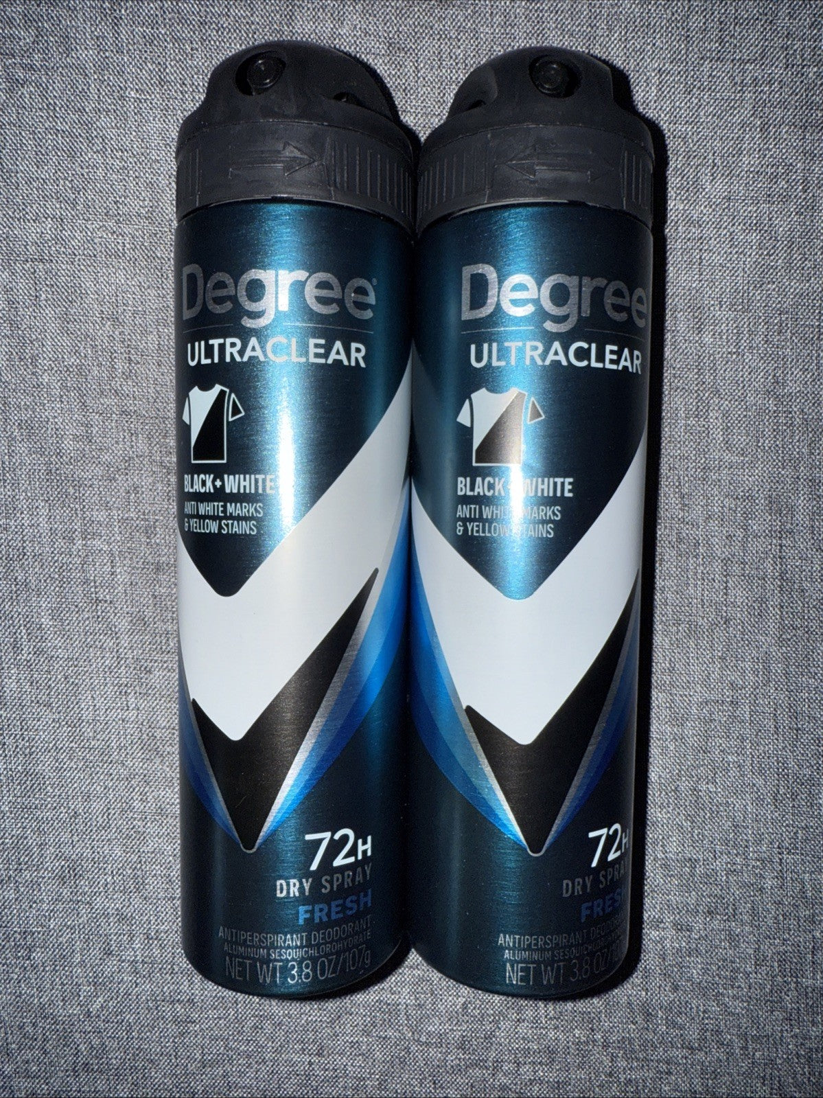 LOT of 2 DEGREE ULTRACLEAR 72-HR Black+White Antiperspirant/Deo Dry Spray FRESH