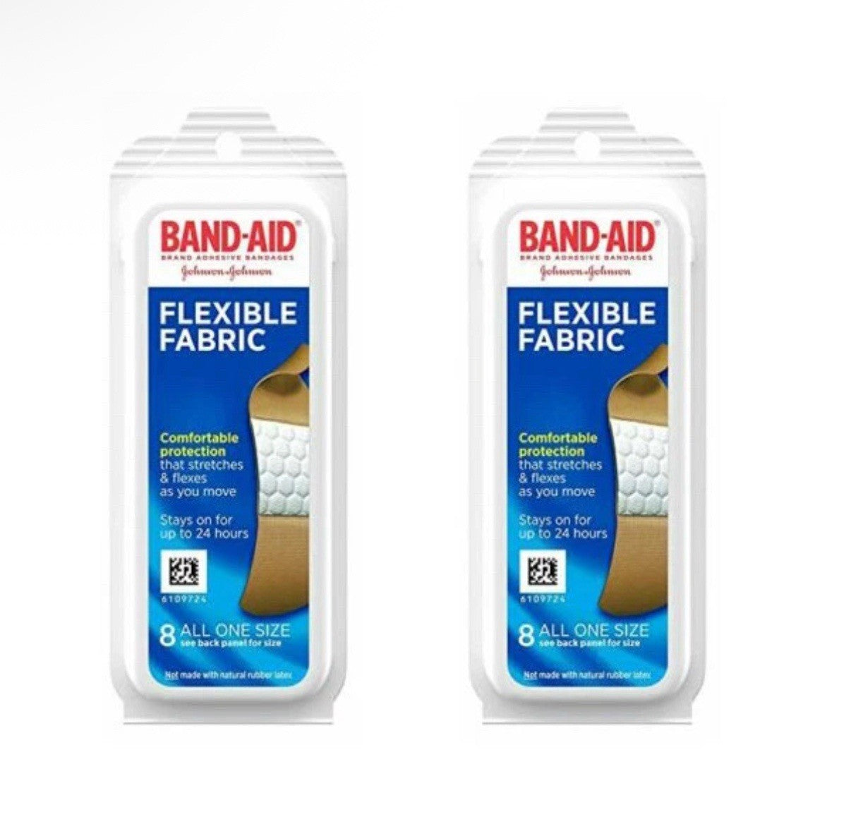 2 Packs Band Aid Flexible Fabric Bandages 8 Count Travel Pack