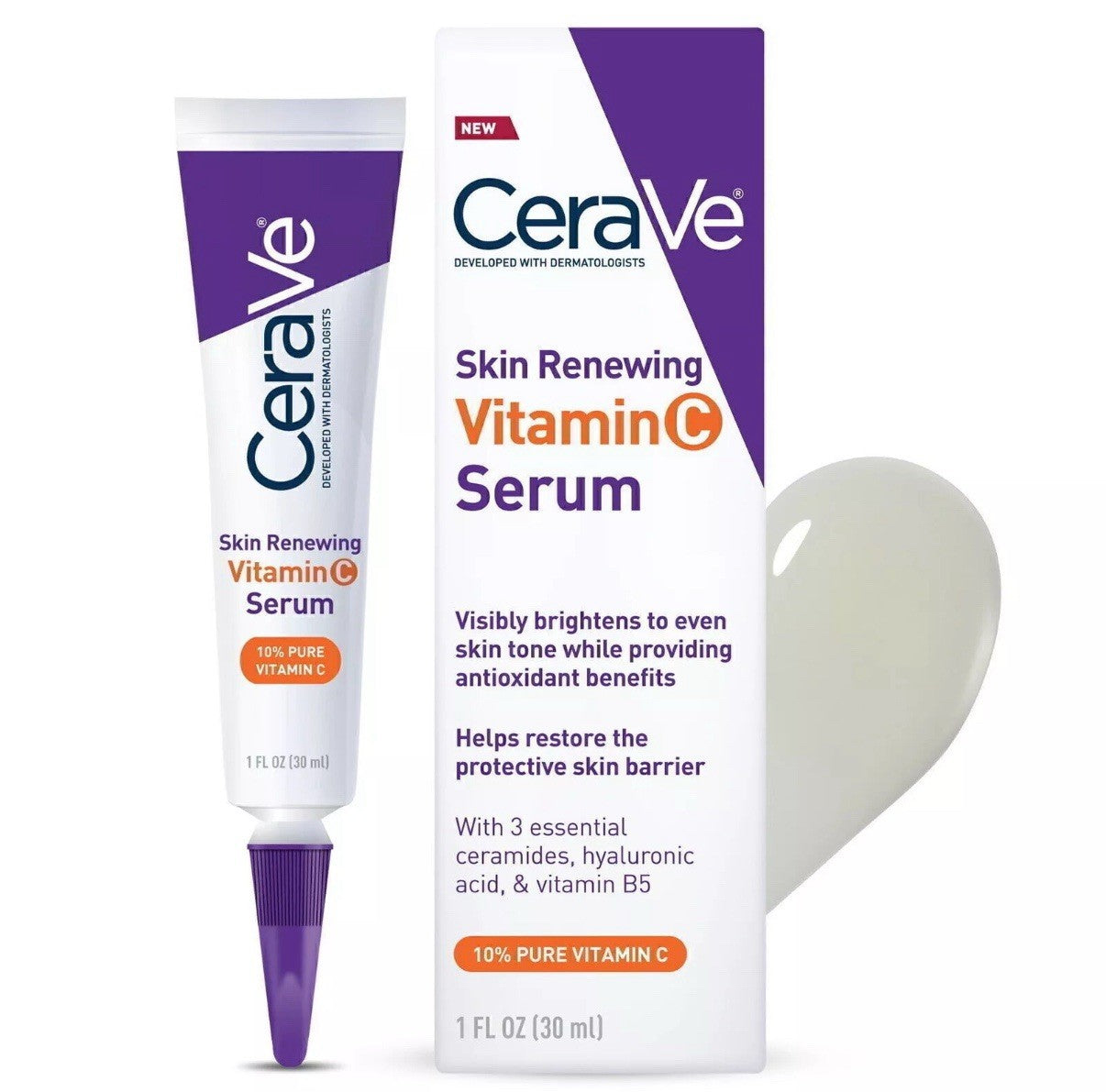 CeraVe Skin Renewing Vitamin C Serum with Hyaluronic Acid 1 FL OZ (30 ml)