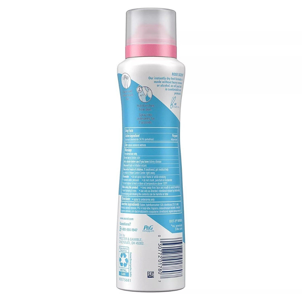 Secret Dry Spray Antiperspirant Deodorant, Wild Rose and Argan Oil, 4.1oz New