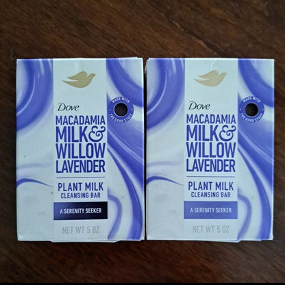 Dove 2pc Lot Macadamia Milk & Willow Lavender Plant Milk Cleansing Bars 5oz (x2)