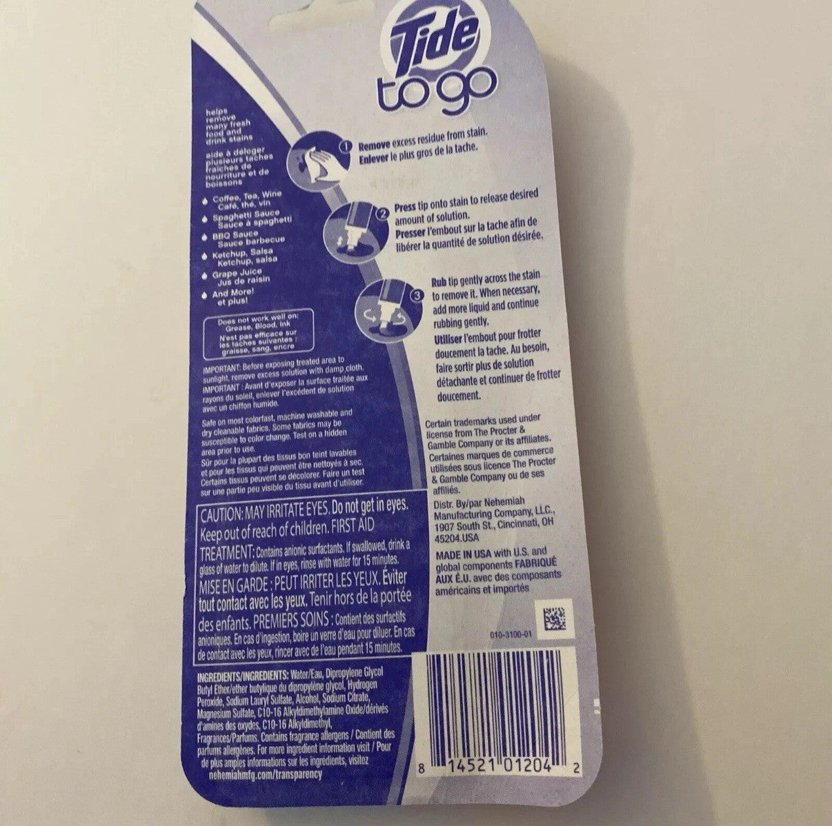 New  Tide To Go Instant Stain Remover Pen, 3 ct 30ml(Free Shipping)