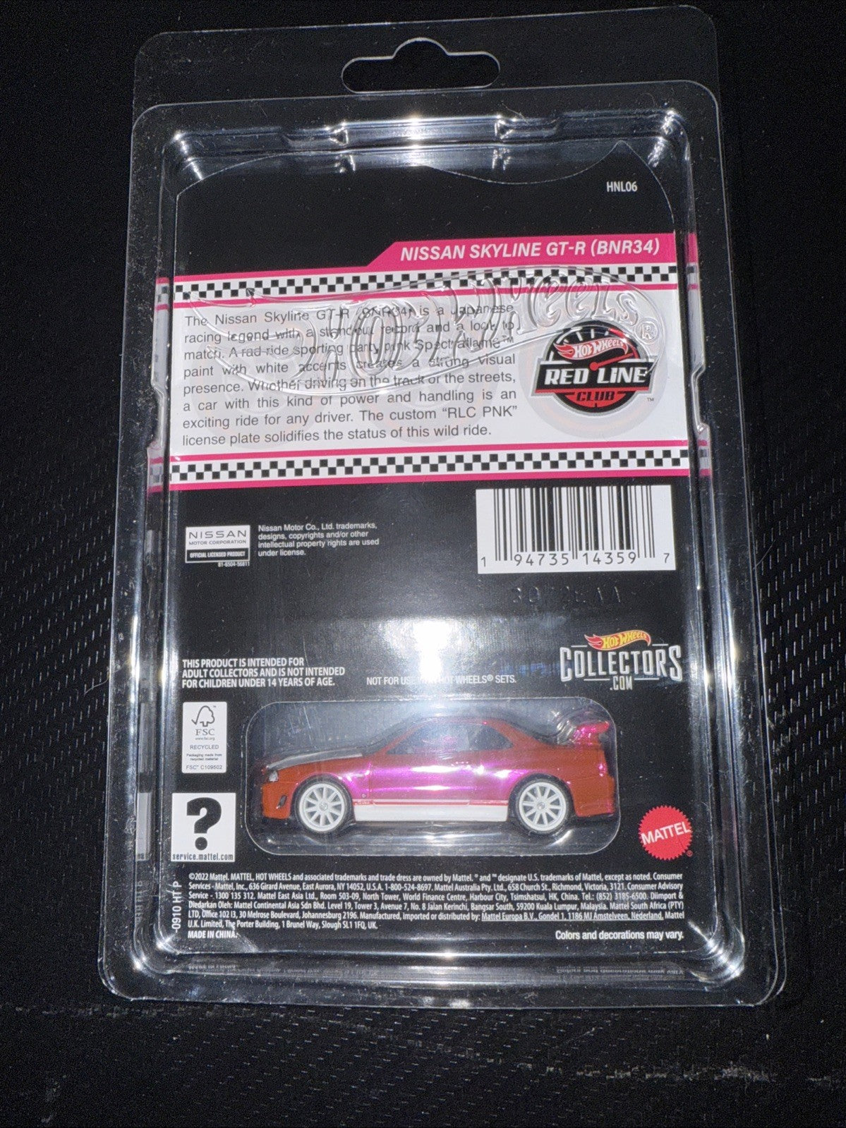 Hot Wheels Red Line Club Exclusive Pink Nissan Skyline GT-R (BNR34) RLC