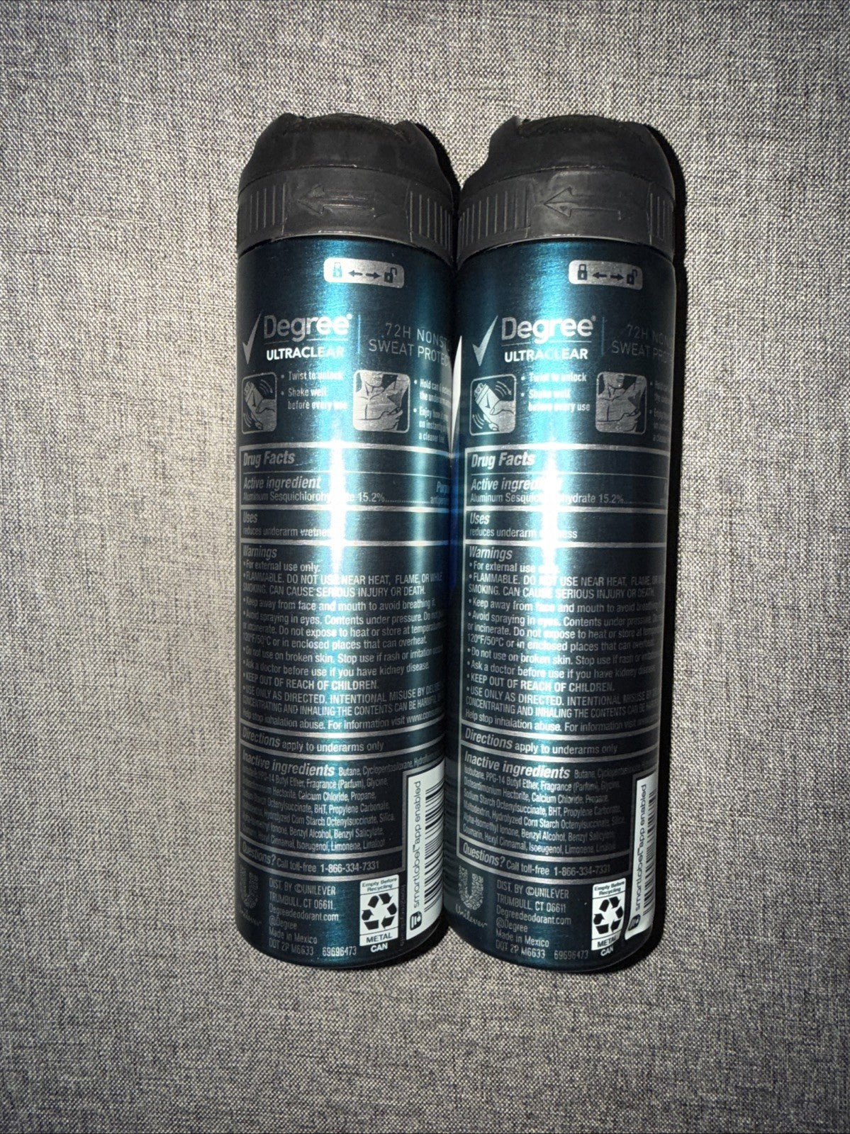 LOT of 2 DEGREE ULTRACLEAR 72-HR Black+White Antiperspirant/Deo Dry Spray FRESH