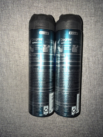 LOT of 2 DEGREE ULTRACLEAR 72-HR Black+White Antiperspirant/Deo Dry Spray FRESH